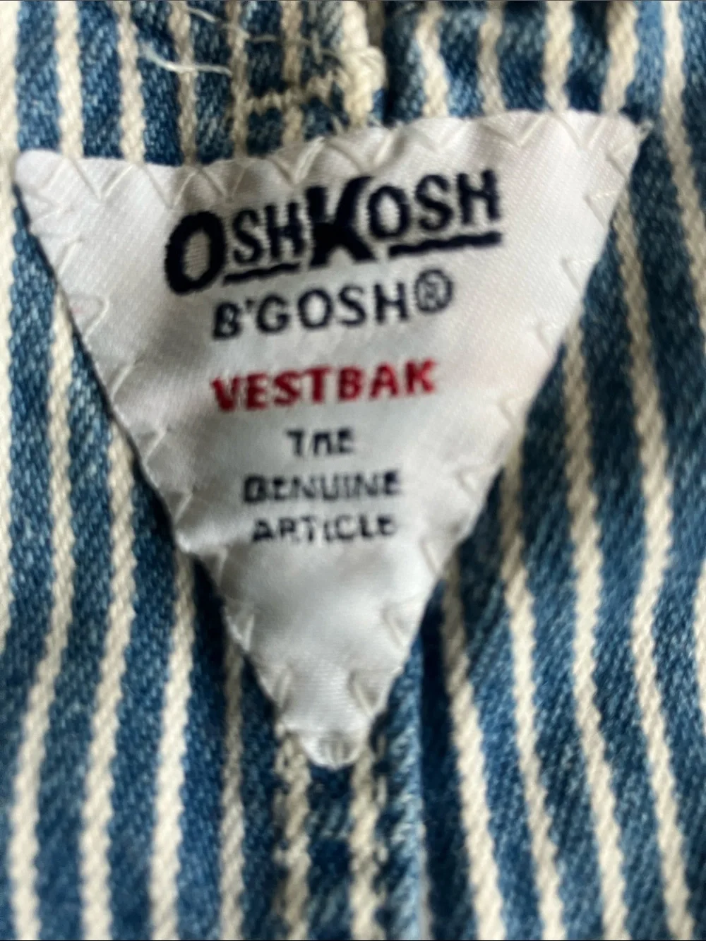 Vintage OshKosh B’gosh Vestbak hickory stripe overalls size 24 m